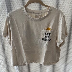 Beige Crop Top with Sun Embroidery